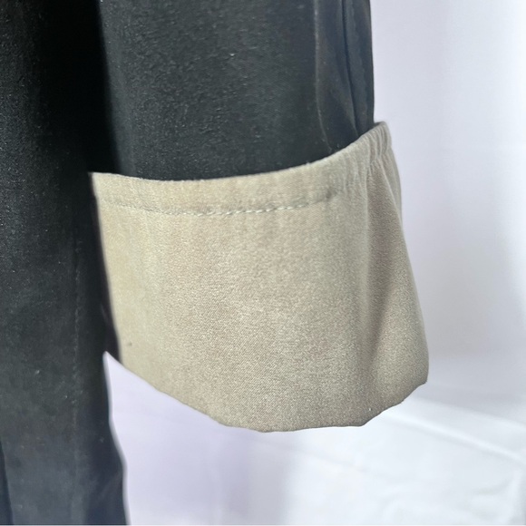 London Fog Black Hooded Trench Coat Floral Lining Women’s XL Rain Jacket - Picture 10 of 15